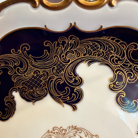 Reichenbach Fine Porcelain Cobalt Gold and White Platter Made in Germany - Picture 11 of 13